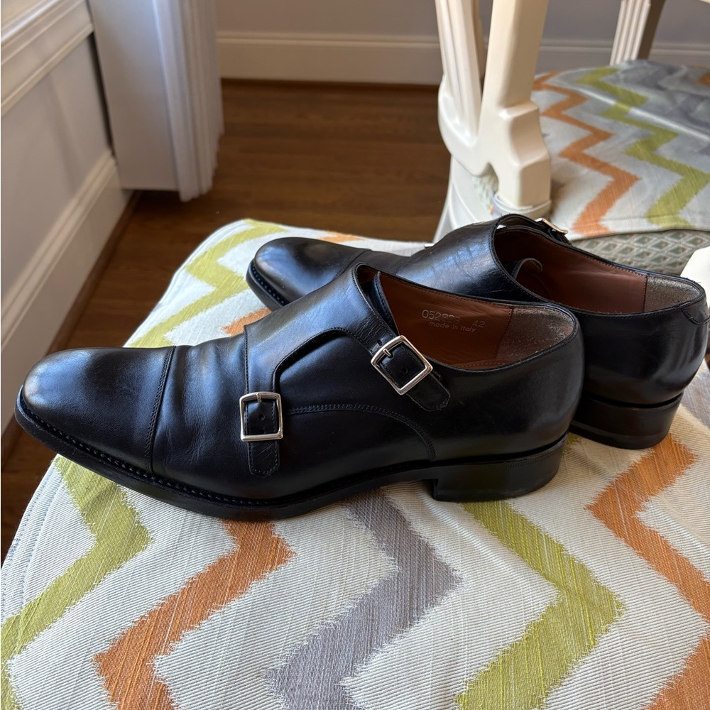 Elegant Black Double Monk Strap Oxfords